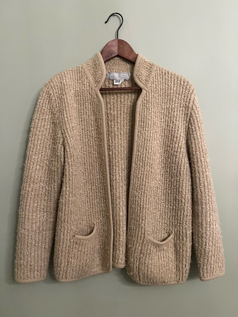 Cozy Open-Front Bouclé Cardigan in Beige